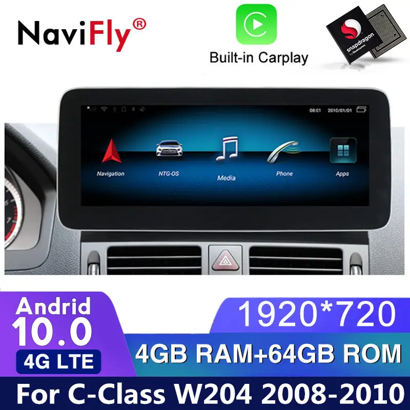 HD 1920*720 Android 10 автомобильное dvd-радио аудио GPS для Mercedes Benz C-Class W204 S204 2008 2009 2010 NTG4.0