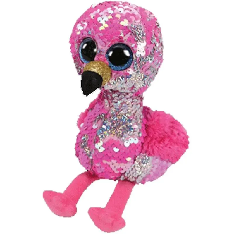 Pinky The Flamingo S Ty плюшевый Кукла в виде животных с блестками мягкая плюшевая кошка сова лиса кролик Единорог Фламинго овечка Дракон Собака игрушечные Пингвины " 15 см - Цвет: Pinky The Flamingo S