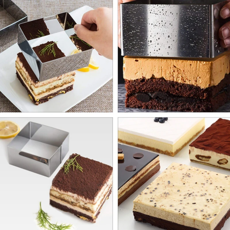 

Набор форм для выпечки «мусс», комплект квадратных форм из нержавеющей стали для украшения торта, десертов, кондитерских изделий, конфет, мы...