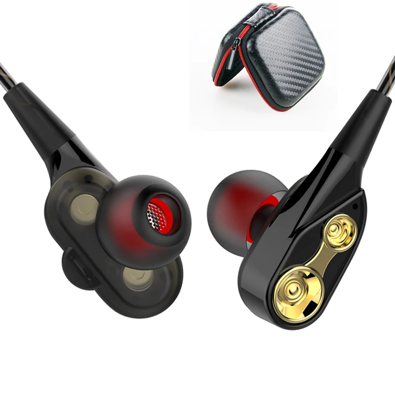 Двойные динамические наушники вкладыши бас сабвуфер HIFI DJ Monito спортивные для бега