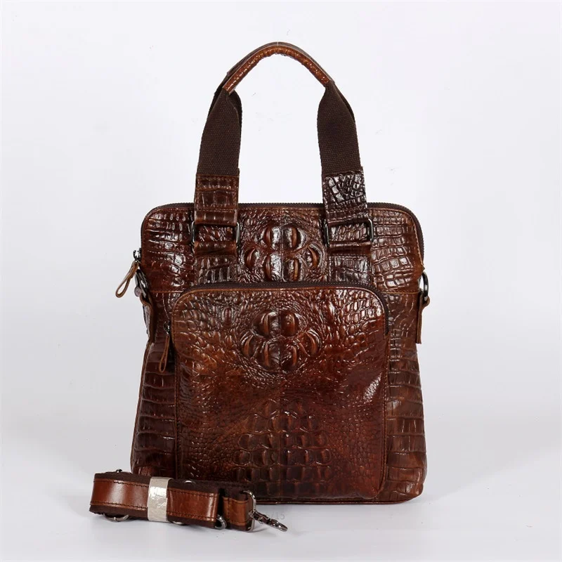 Мужская кожаная сумка с тиснением деловая сумка-мессенджер на одно плечо