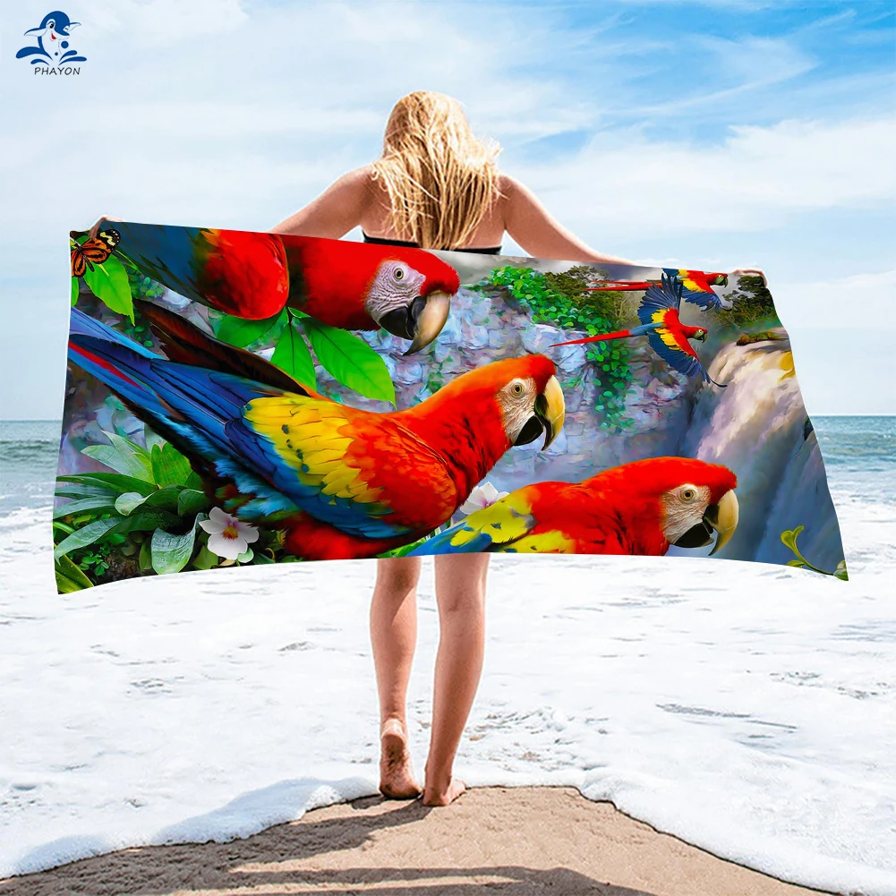 

PHAYON Parrot Microfiber Bath Towel for Adults Large Beach Towels Soft Quick Dry Bird SwimmingTowel Camping Tent Travel Blanket