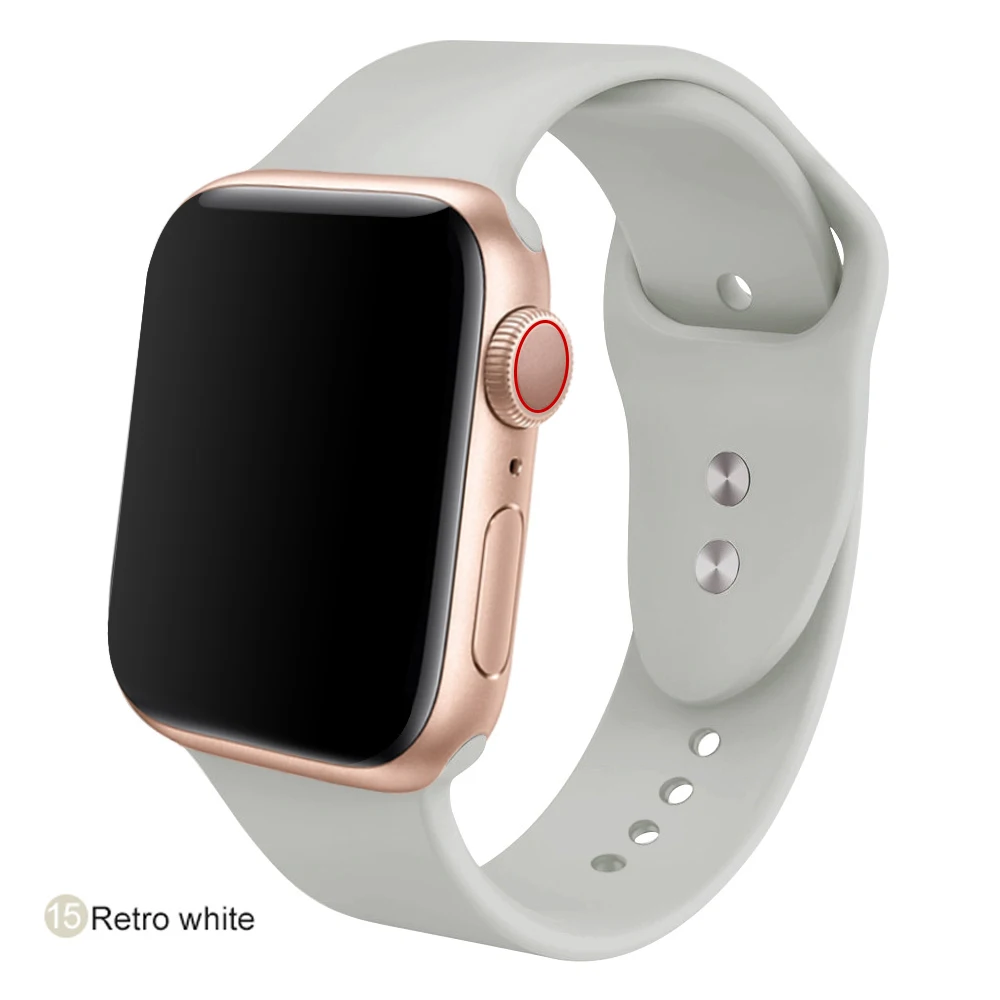 Ремешок для часов для Apple 38 мм 42 мм iWatch 5 ремешок 44 мм 40 мм Ремень спортивный силиконовый браслет часы аксессуары для Apple 5 4 3 2 1 - Цвет ремешка: 15