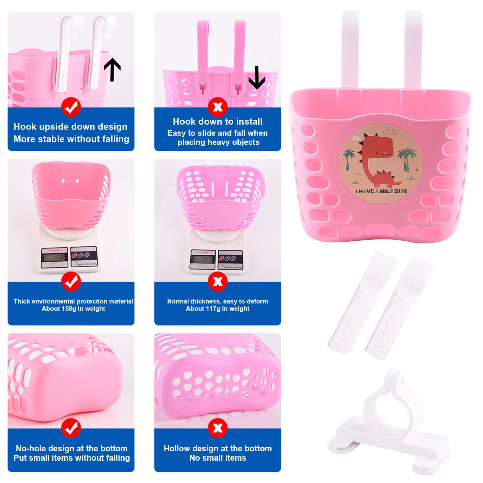 

Children's Bicycle Universal Basket Scooter Front Basket Thickened Bike Basket Bicycle Accessories