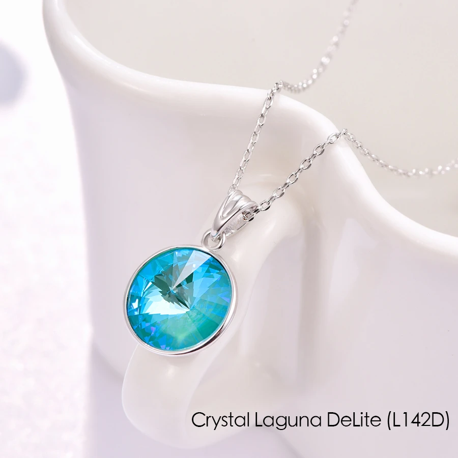 Ожерелье с кристаллами Swarovski, новая мода, круглый камень Bella RIVOLI, ожерелье с кулоном для женщин, элегантные вечерние ювелирные изделия на свадьбу - Окраска металла: L142D