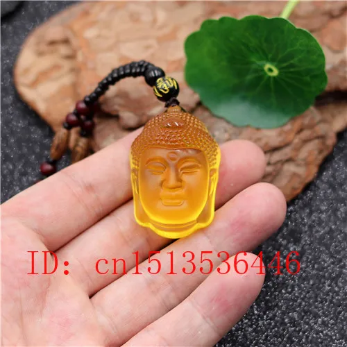Natural Yellow White Crystal Buddha Head Pendant Beads Necklace Charm Jewellery Fashion Hand-Carved Luck Amulet Gifts | Украшения и