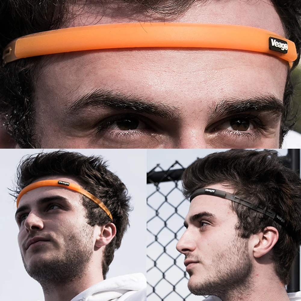 

VEAGO Sweatband sports sweat headband running cycling basketball yoga hair band elastic head band sport safety silicone