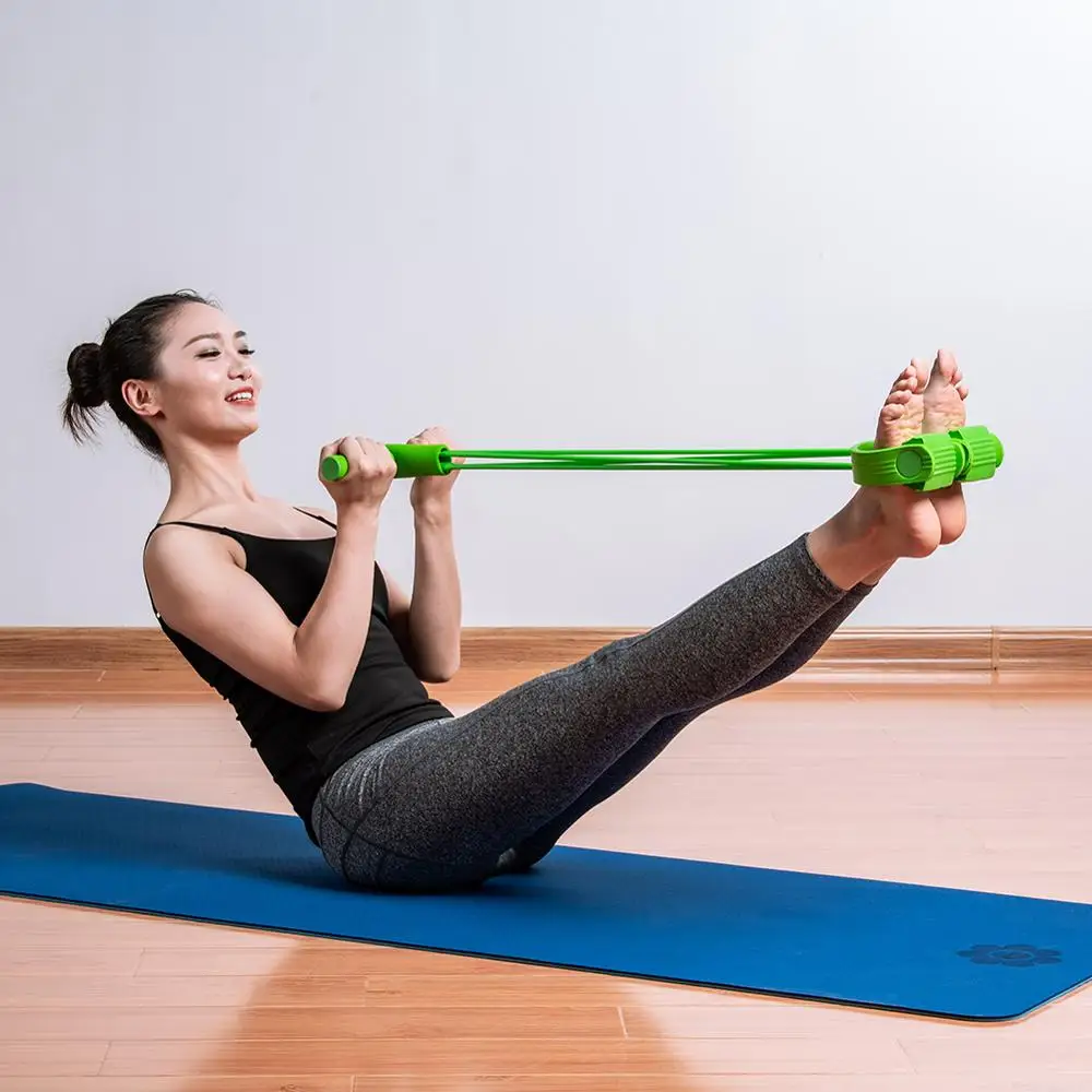 Resistance Bands 4 tube pedal fitness rope Latex Pedal Exerciser Sit-up Pull Rope Expander Elastic Bands Yoga equipment resistance bands latex elastic pedal exerciser sit up training pull rope waist and abdomen expander bands yoga fitness equipment