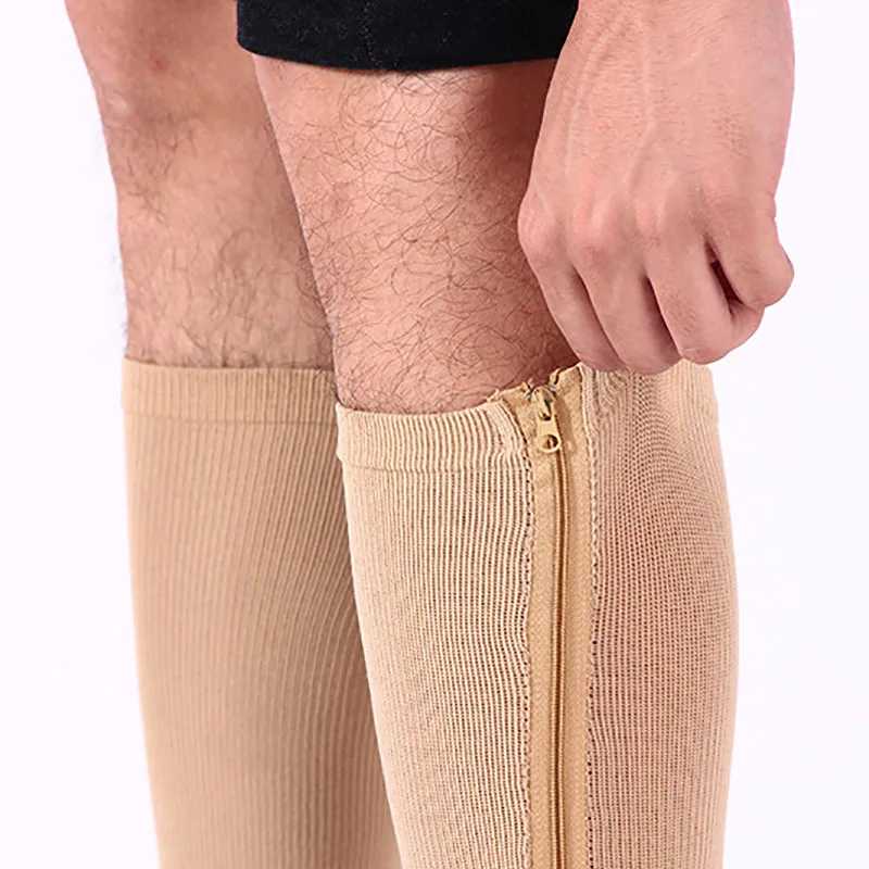 

Sleeping Beauty Leg-Support Medical Prevent Varicose Veins Unisex Open Toe Knee Length Zipper Compression Stockings Women Slim