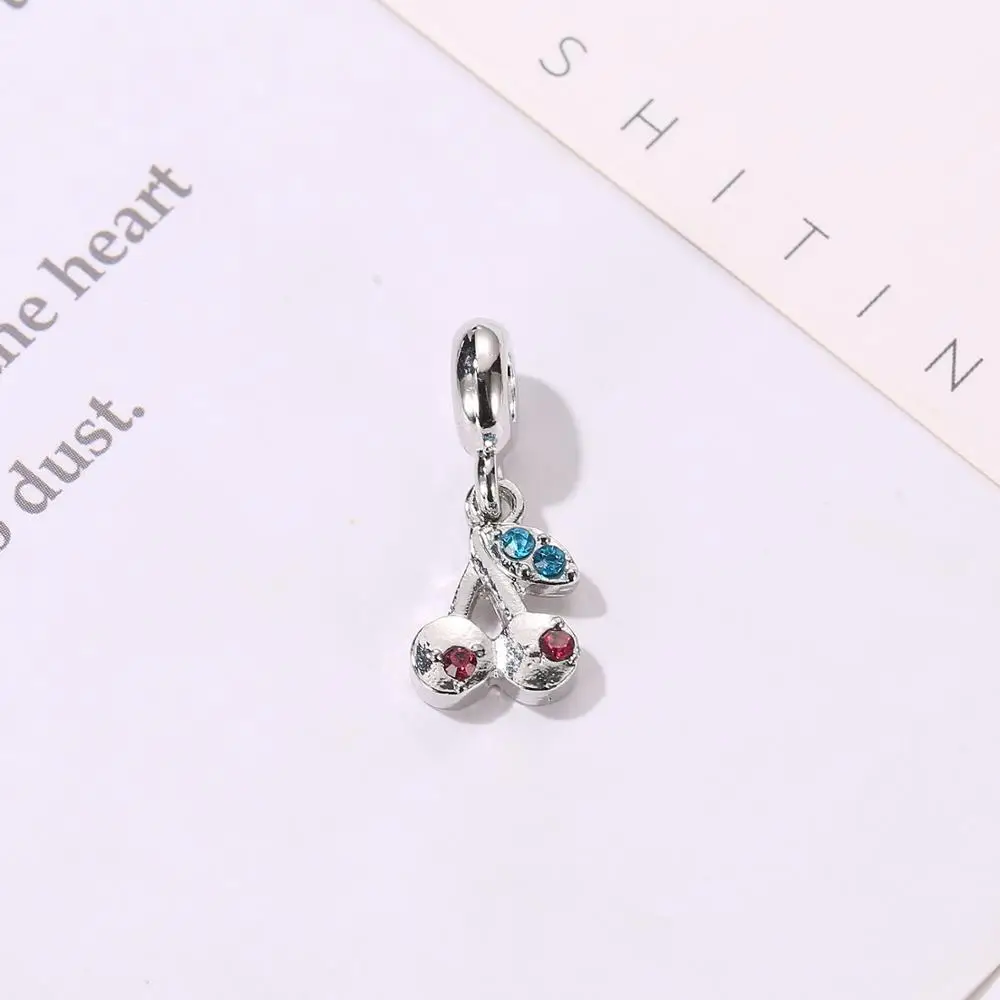 Cute Jewelry DIY Crystal Fruit Cherry Charms Beads fit Original Pandora Bracelets Pendants Bangles for Women Making | Украшения и