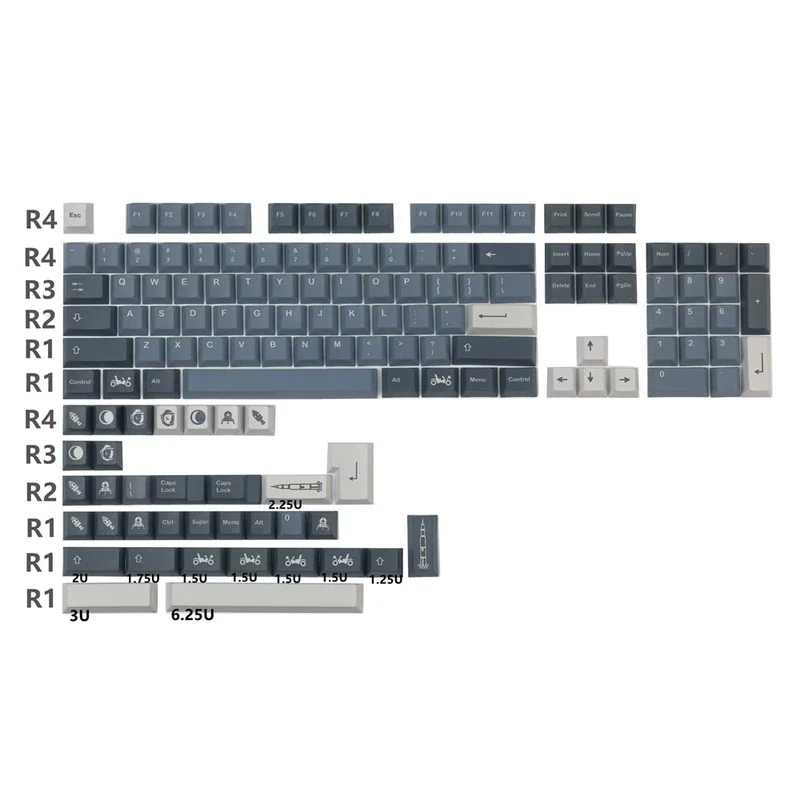 1 Set GMK Apollo Keycaps Cherry PBT DYE- Sublimation Keycap For Mechanical Keyboard With 1.25U 1.75U 2U Shift 7U Space Bar