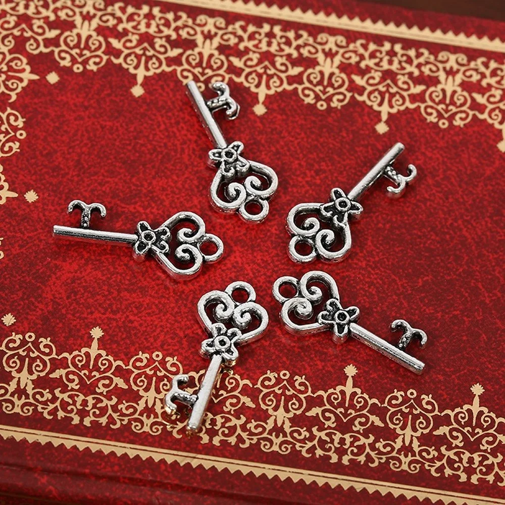 

Pendants Jewelry Making Diy 10PCS Zinc Alloy Crafts 20*9*2mm Antique Keys Accessories Korean Simple Retro Metal Supplies