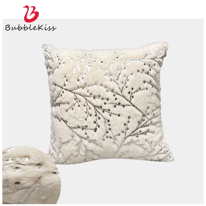 

Наволочка для подушки Bubble Kiss в скандинавском стиле, украшение для дома в современном стиле, с узором в виде ветки, белая плюшевая наволочка для автомобиля, офиса, дивана, диванная подушка