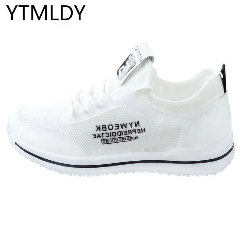 

2021 Spring Women Vulcanized Shoes Lace Up Round Head Light Breathable Women Casual Shoes Low-heeled Fashion White Sneakers