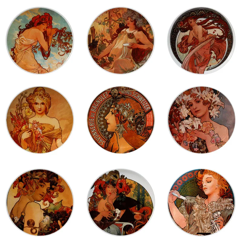 Чайный набор картина с изображением девушки декоративная тарелка Ретро Женский