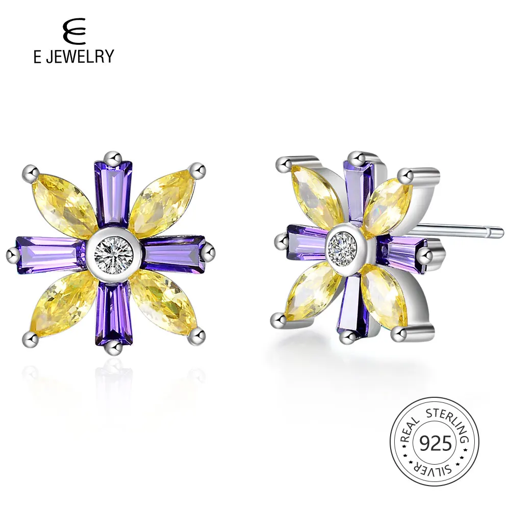 E украшение-гвоздик серьги из стерлингового серебра 925 пробы фиолетовое золото