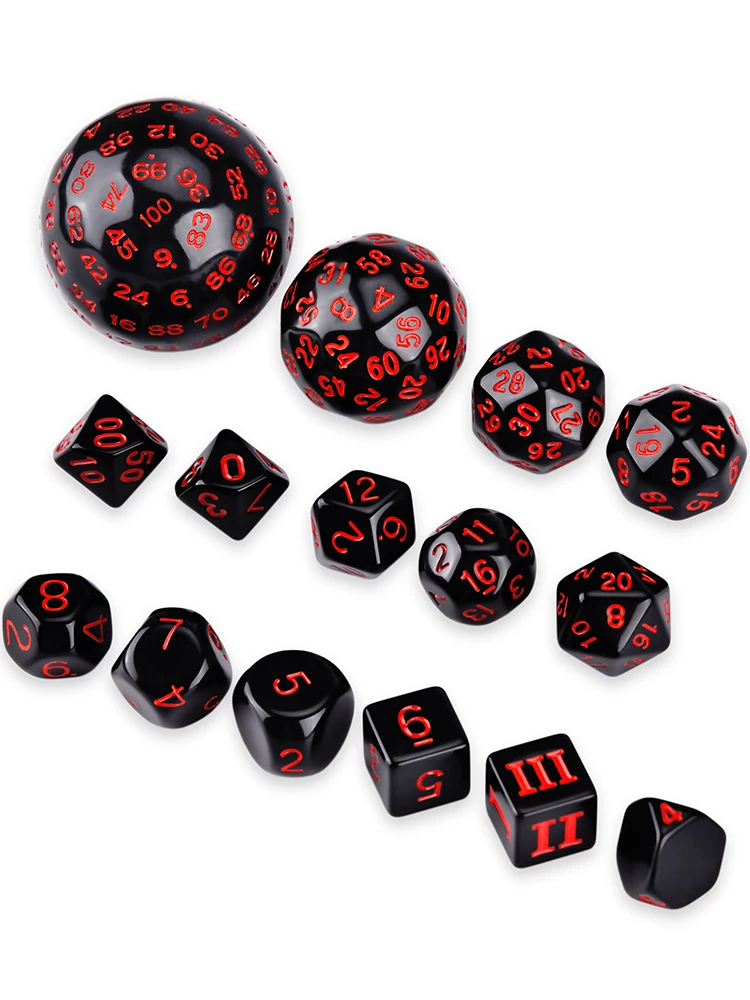 7 unidades Celtic dice set würfelset juego de roles cubo negro & rojo 