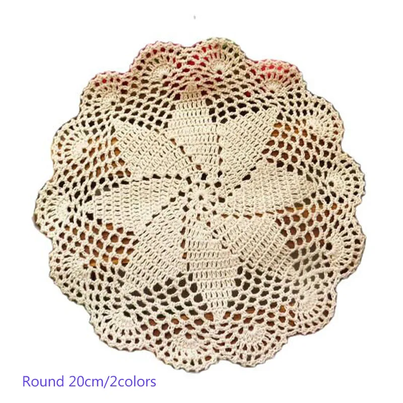 

20CM HOT Cotton round lace table place mat cloth pad crochet placemat cup drink tea coaster doily mug Wedding Christmas kitchen