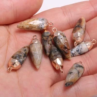 2pcs natural stone charms pendants pointed faceted crazy agates for jewelry making diy accessories bracelet nacklace earring
