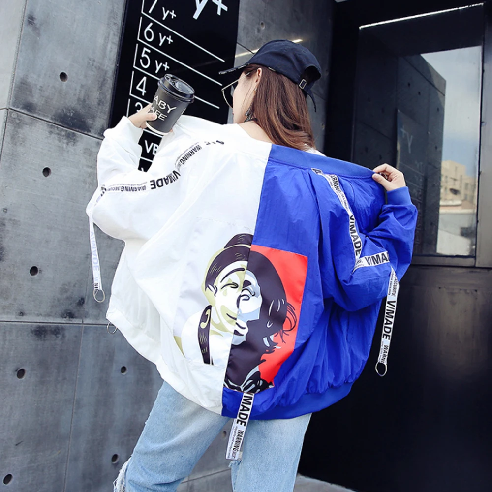 

Summer thin windbreaker sunscreen clothing women's baseball uniform loose zipper jacket casual top trend coat