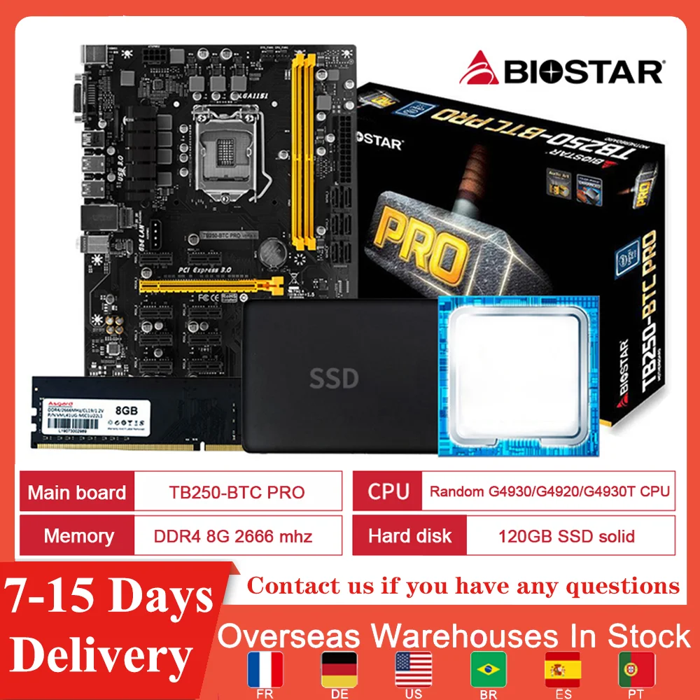 

BTC BIOSTAR TB250-BTC Motherboards 6PCIE B250 LGA 1151 DDR4 ATX BTC Mining Motherboard (alternative B250 PRO MINING EXPERT ) BT