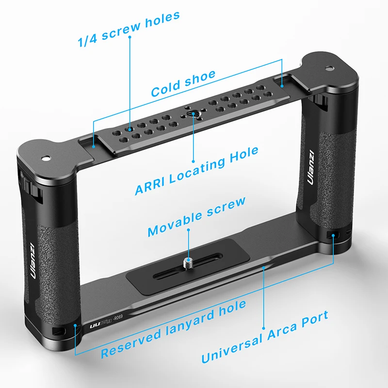 

UURig Metal Handheld Bracket Universal Expansion Grip Stand With Cold Shoe 1/4 Screw Cage Case For Phone Gopro DSLR Sport Camera