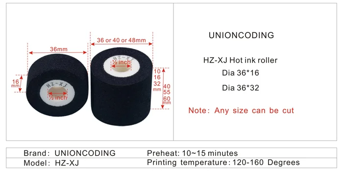 Черные диаметром 36 мм высотой 32 регулируемые imprinter hot ink ролик принтера для машины