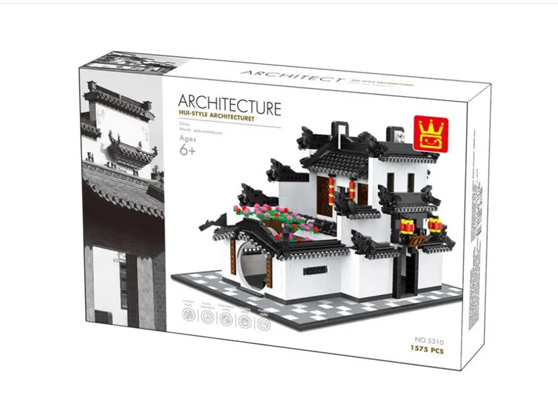 

New Architecture Series The China Hui-Style House Model Building Blocks Set Classic StreetView Education Toys For Children