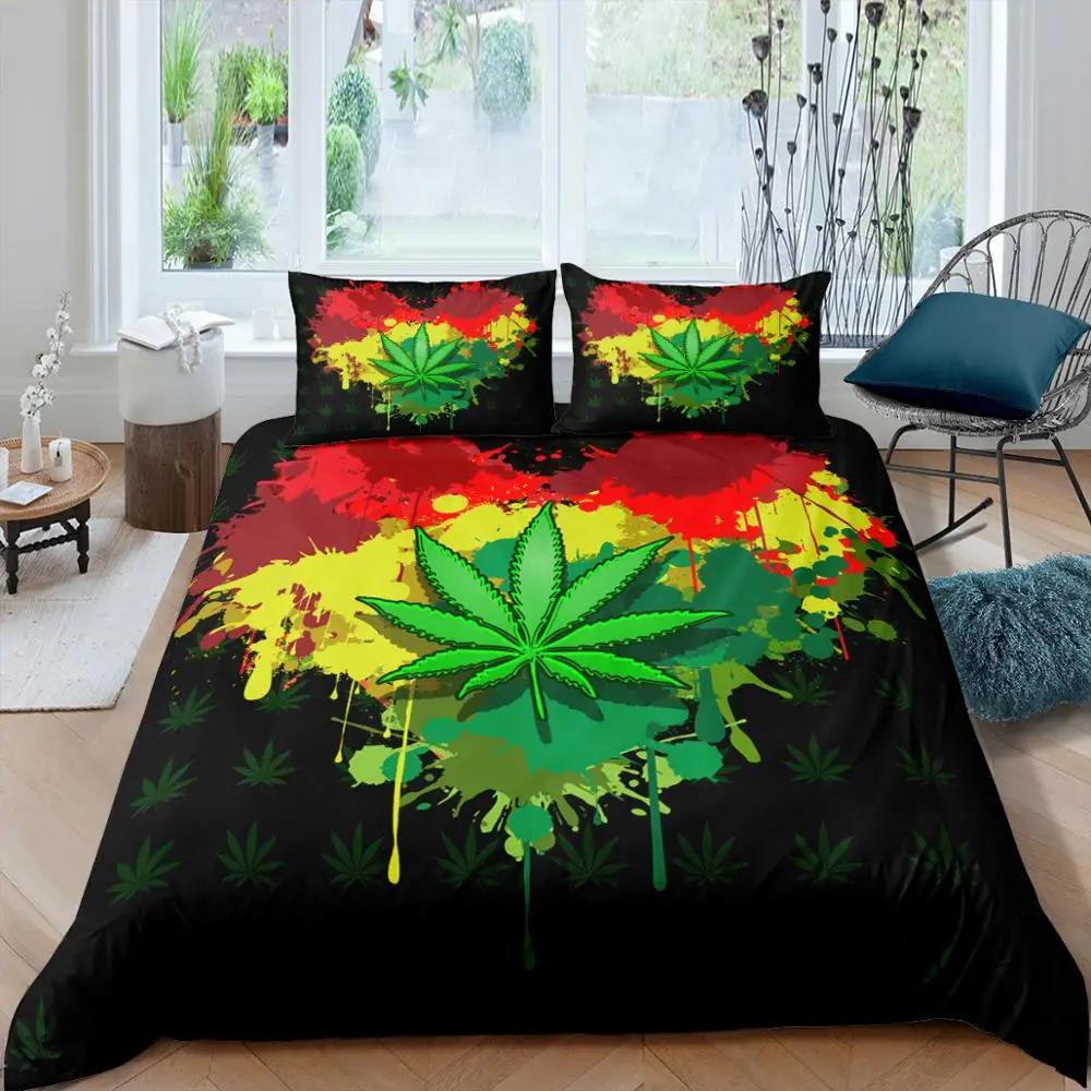 

Maple Leaf Bedding Set Queen Size Plant Home Textiles Bedding Cover 2/3 Pcs Single Twin King Queen Size Duvet Cover Set