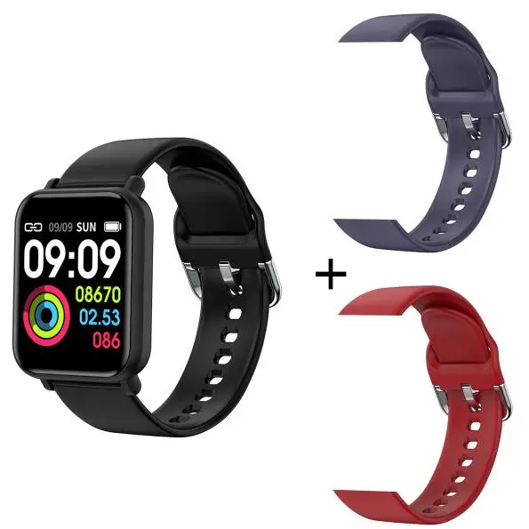 add blue red strap R16 Смарт-часы IP68 Водонепроницаемые Смарт-часы пульсометр Монитор артериального давления фитнес-трекер для мужчин и женщин смарт-браслет PK B57 - Цвет: add blue red strap