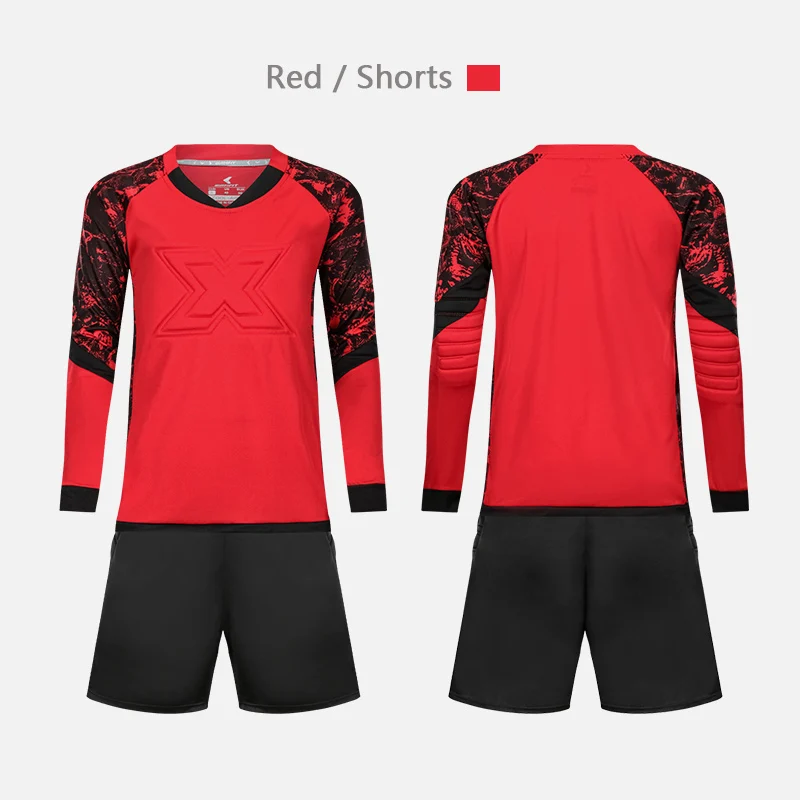 shorts red blank Костюм для детей и взрослых, форма вратаря, футбольные майки, штаны, Футбольная Одежда, тренировочная форма, Защитные комплекты, индивидуальная печать - Цвет: shorts red blank