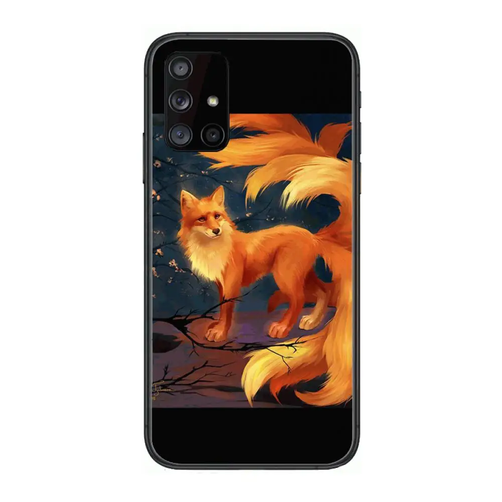 

Fox Soft Case for style Phone Case Hull For Samsung Galaxy A 90 50 51 20 71 70 40 30 10 80 E 5G S Black Shell Art Cell Cover
