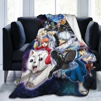 gintama cartoon print blanket winter flannel napping blanket bed sofa office bedroom home decorations moms gift for children