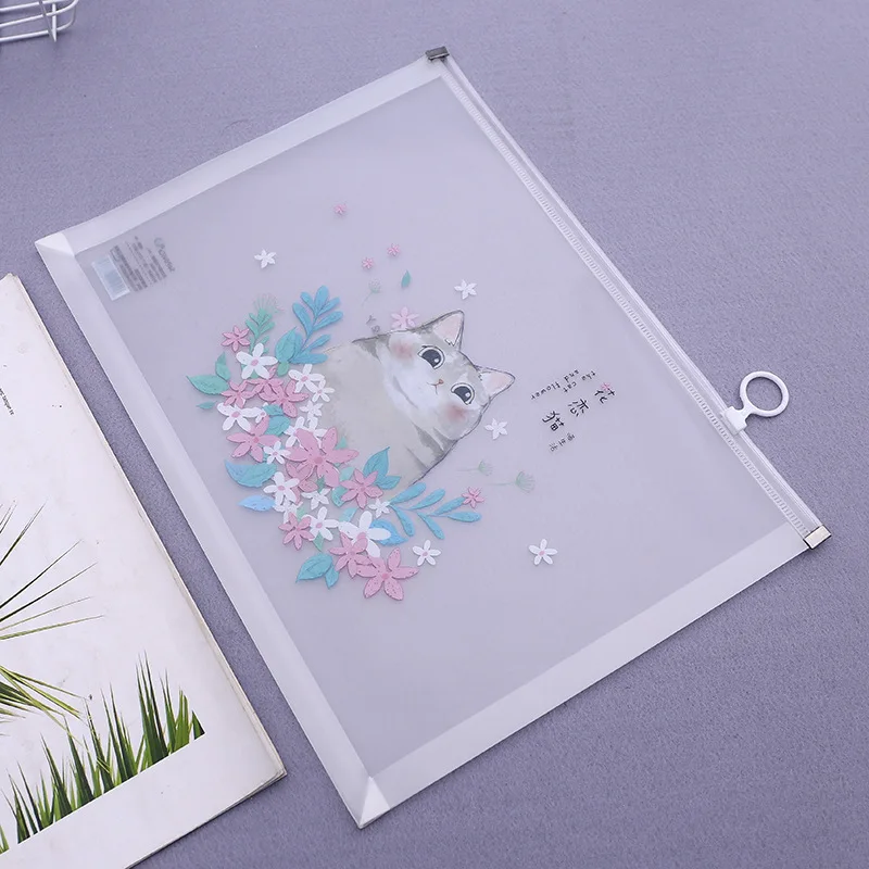 A4 папка для файлов на молнии пластиковая прозрачная сумка документов Кошки