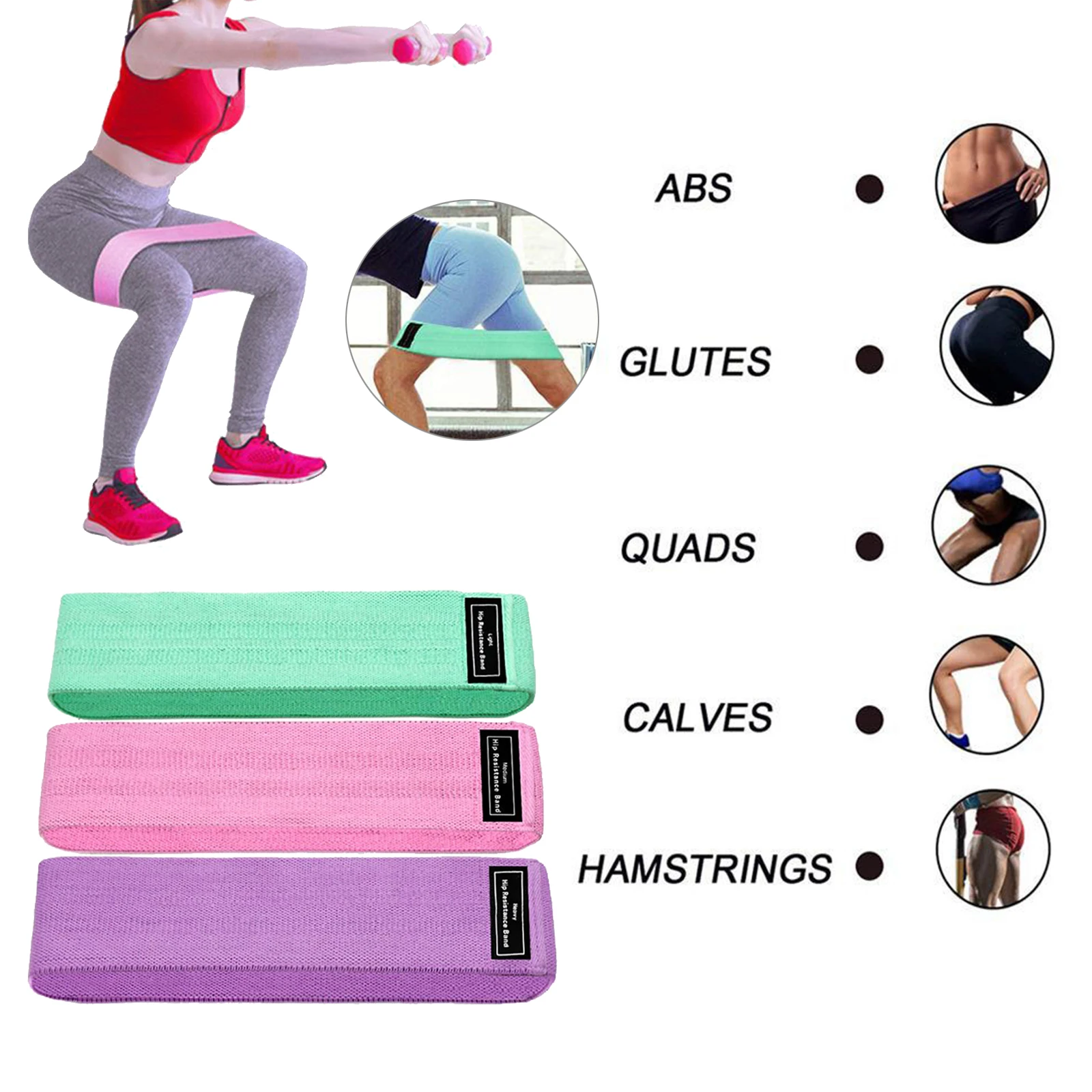 

3x Hip Resistance Bands Fitness Expander Elastic Bands for Fitness Rubber Band Gym Home Workout Equipment