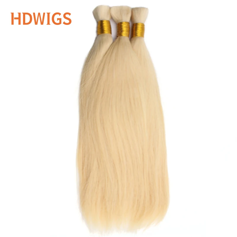 Straight Bulk Hair Blond Color Human Hair Bulk High Quality 50g 100g/pc Virgin Remy Hair Bulk Natural Blond Color Machine Made
