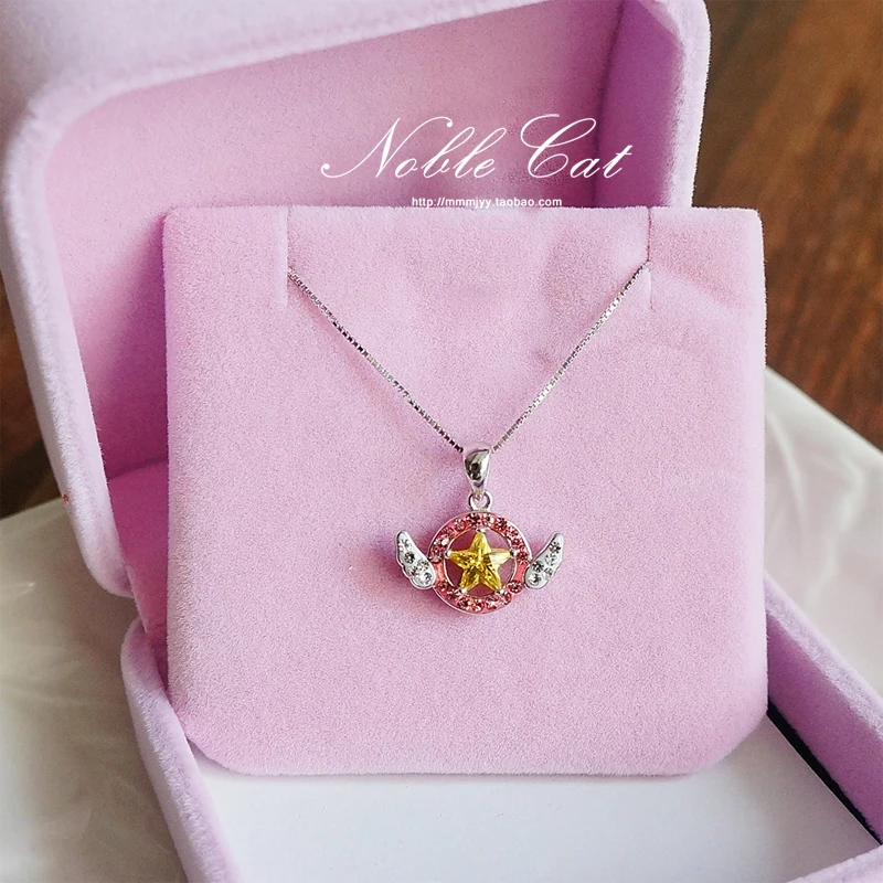 Аниме Card Captor Sakura стерлингового серебра ожерелье Звезда цветы фигурки Косплей