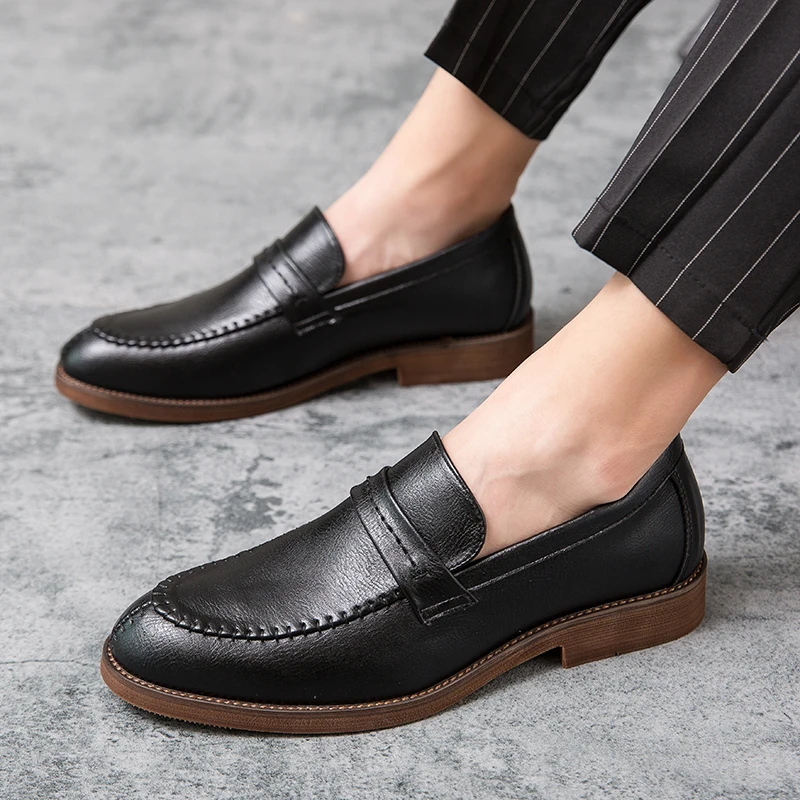 

Men's Leather Loafers Fashion Handmade Breathable Slip-On Shoes Tassel Dress Trend Casual Shoes Moccasin Classic Men Brogues