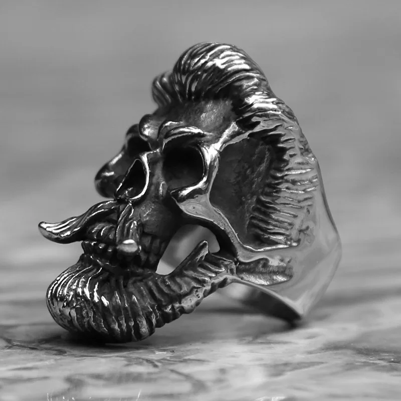 Старинные джентльмен борода череп кольцо для мужчин Прохладный нержавеющая