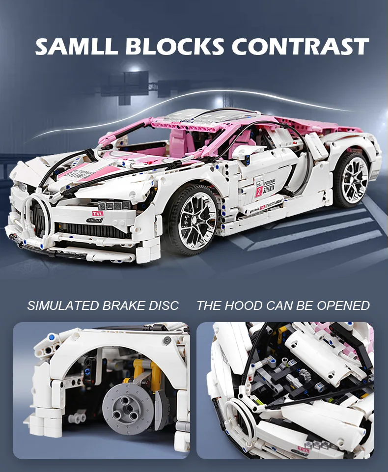 Мини блоки кирпичи Technic 20086 розовый гоночный автомобиль наборы фигурки строительные сборочные кирпичи образовательные скоростные игрушечные модели автомобилей