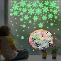50pcs christmas luminous snowflake wall stickers murals decals diy home art ceiling kids babys bedroom room decorations stickers