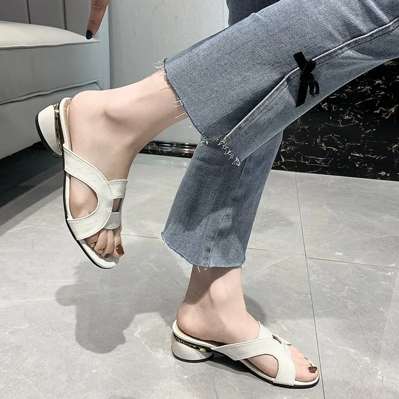 

Fashion INS Party Shoes Women Brown Ostrich Shoes New Arrival Toe Flats Green Summer Flat Shoes for Female Work and Beach