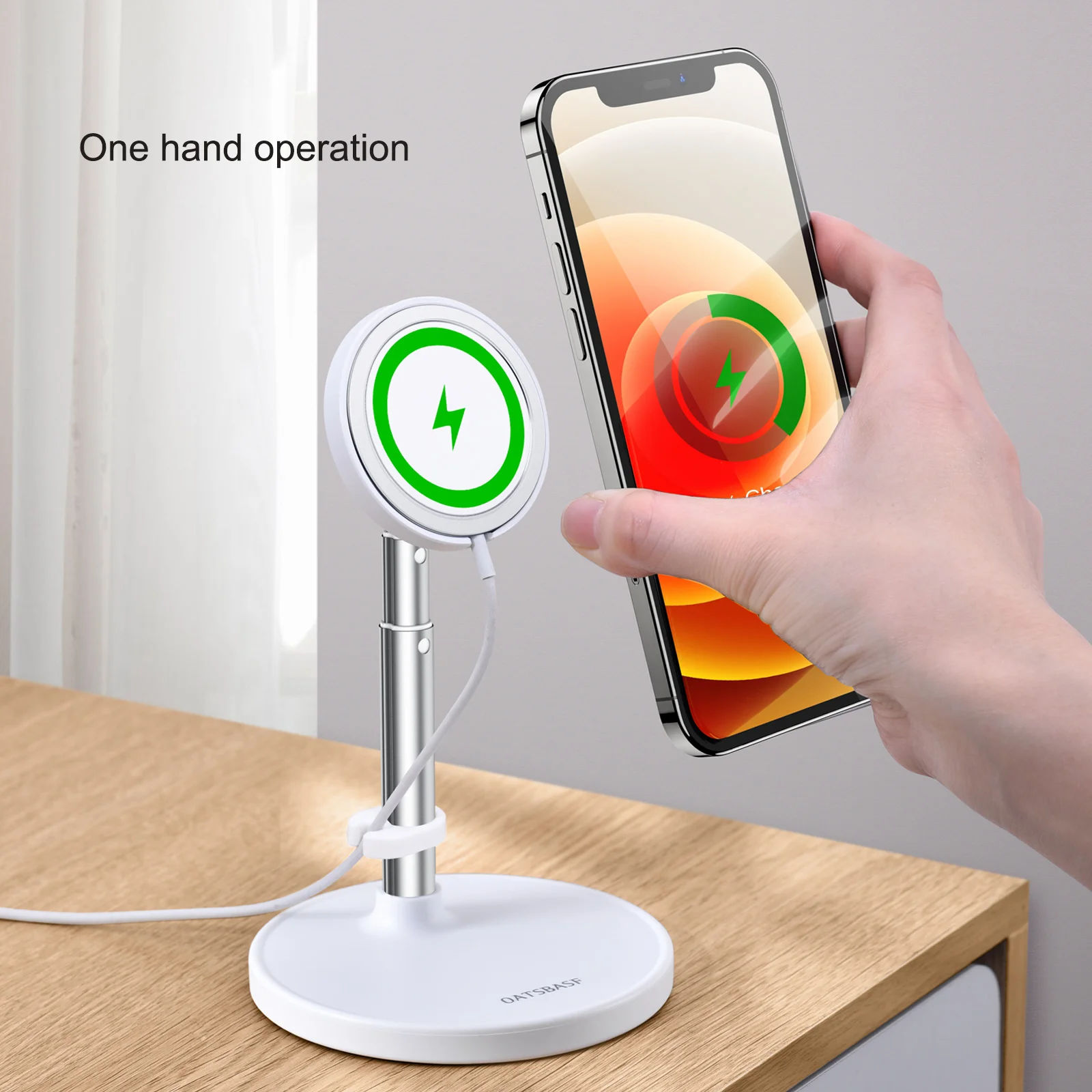 oatsbasf cell phone charger holder magnetic wireless charger for iphone 12 13 pro max adjustable telescopic desktop phone stand free global shipping