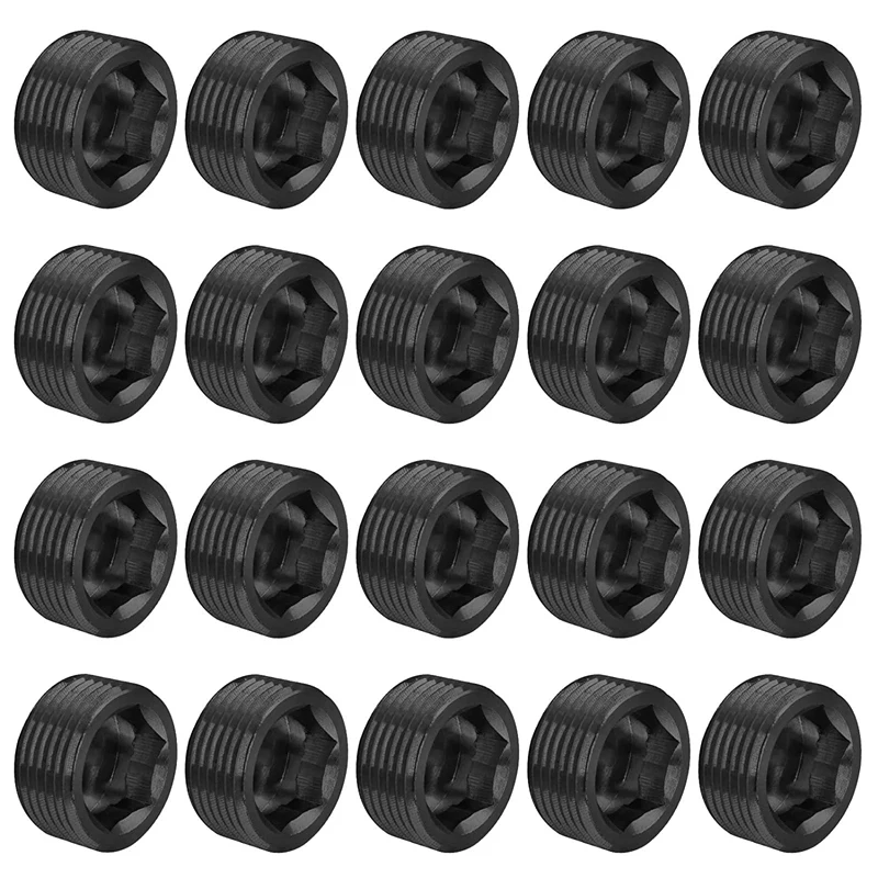 

20Pcs Carbon Steel 3/4Inch NPT Male Pipe Plug Fitting Assortment Set Internal Hex Thread Socket Pipe Plug Kit