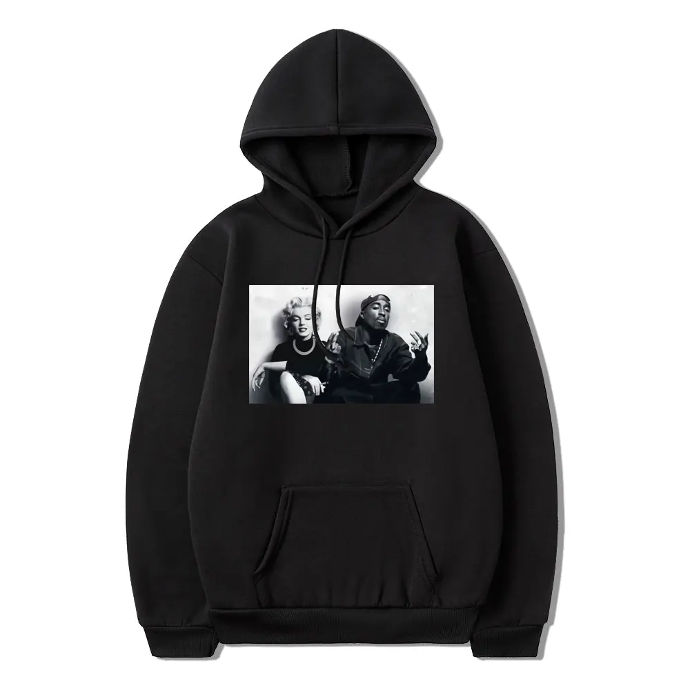 

2021 Fashion Tupac 2pac Marilyn Monroe Print Hoodie Long Sleeve Hip Hop Vintage Hooded Sweatshirt Women Men for Oversized Tops