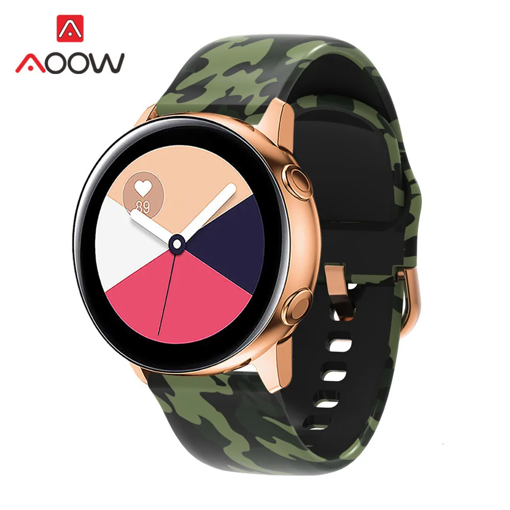 20 мм силиконовый ремешок для часов с принтом для samsung Galaxy Watch Active 42 мм gear Sport S2 Garmin Amazfit браслет ремешок Correa