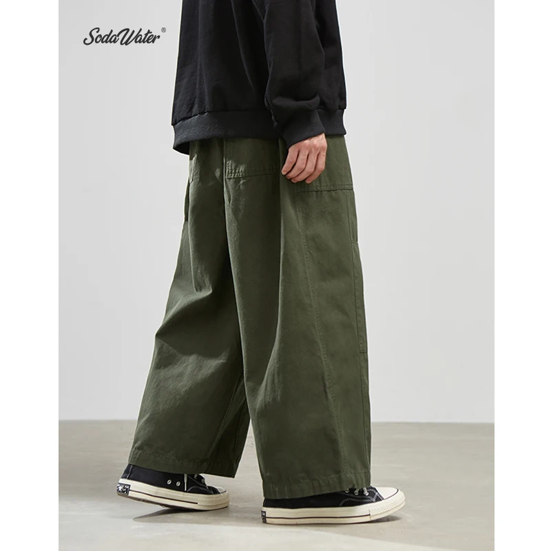 SODAWATER Мужские Широкие штаны хип хоп одноцветные повседневные мужские шаровары