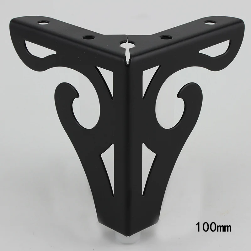 Height 100mm 4 шт полые резные металлические мебельные ножки с резиновыми ножками, ножки для шкафа, стола, фурнитура для дивана, мебель для ног - Цвет: Height 100mm