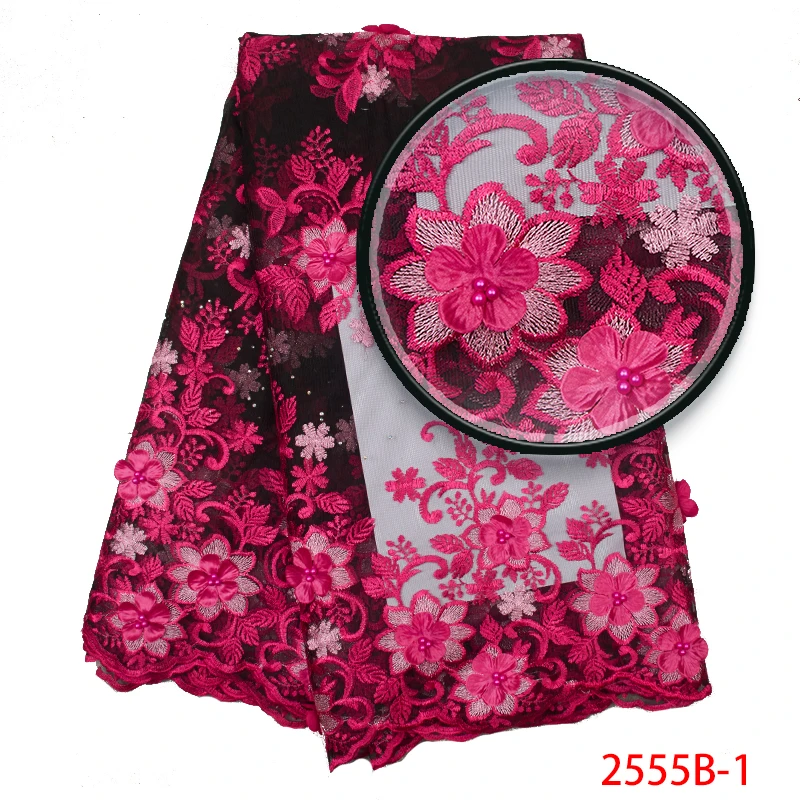 Кружевная ткань в нигерийском стиле Кружевной Тюль небесно голубого цвета с