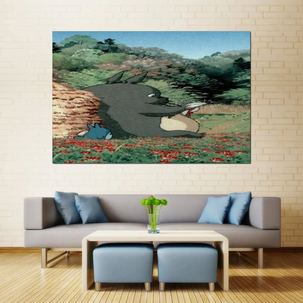 Милая Картина на холсте Тоторо Миядзаки Хаяо настенное искусство подвесная